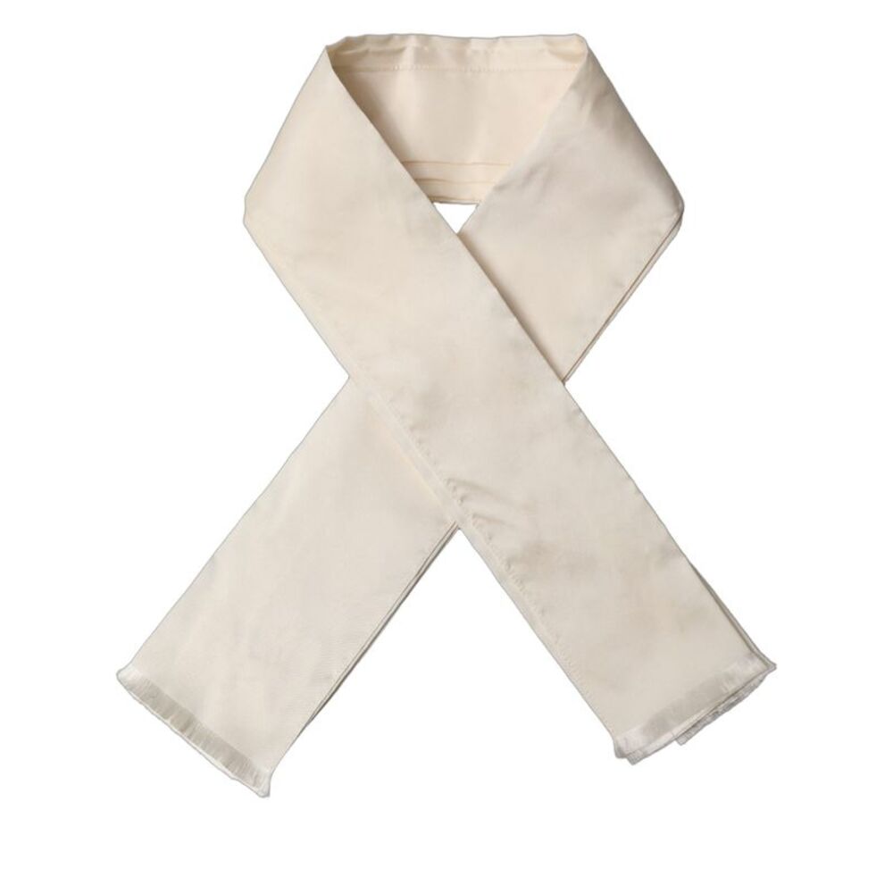 Dolce & Gabbana Men Cream Satin Silk Fringed Neck Shawl Men's Scarf